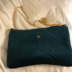 Green velvet convertible cross body/clutch